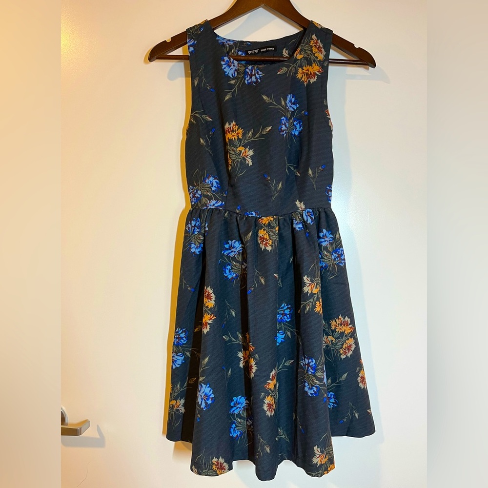 Floral Navy Dress with back cutout